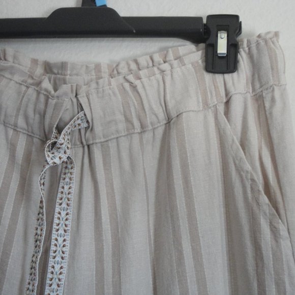 Wide-leg Striped Linen Pants - Picture 2 of 7